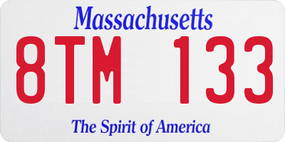 MA license plate 8TM133