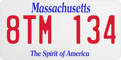MA license plate 8TM134