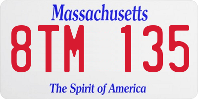 MA license plate 8TM135