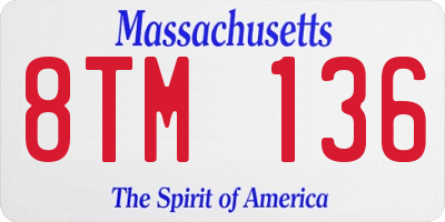 MA license plate 8TM136