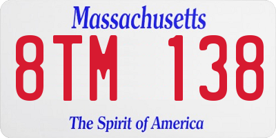 MA license plate 8TM138