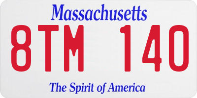 MA license plate 8TM140