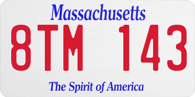 MA license plate 8TM143
