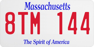 MA license plate 8TM144