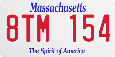 MA license plate 8TM154