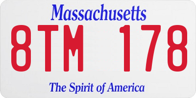 MA license plate 8TM178