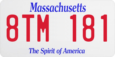 MA license plate 8TM181