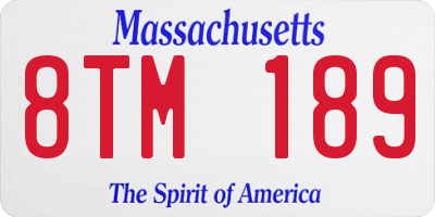 MA license plate 8TM189