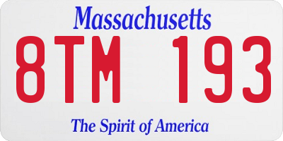 MA license plate 8TM193