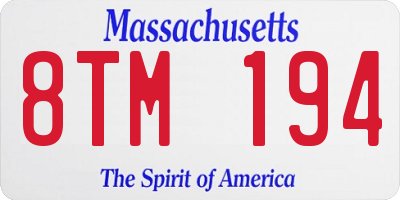 MA license plate 8TM194