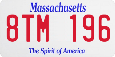 MA license plate 8TM196