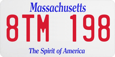 MA license plate 8TM198