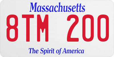 MA license plate 8TM200