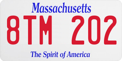MA license plate 8TM202