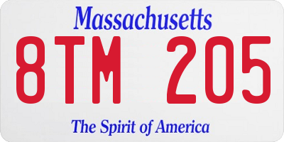 MA license plate 8TM205