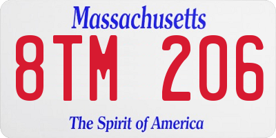 MA license plate 8TM206