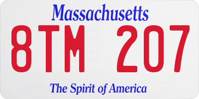 MA license plate 8TM207