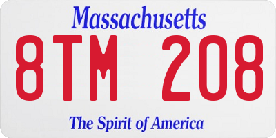 MA license plate 8TM208