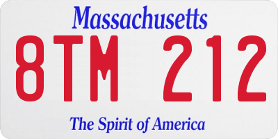 MA license plate 8TM212