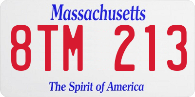MA license plate 8TM213