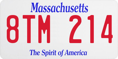 MA license plate 8TM214