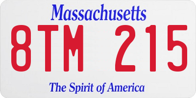 MA license plate 8TM215
