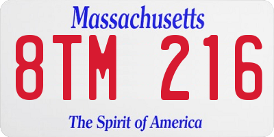 MA license plate 8TM216