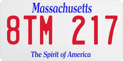 MA license plate 8TM217