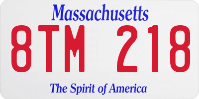 MA license plate 8TM218
