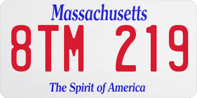 MA license plate 8TM219