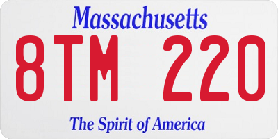 MA license plate 8TM220