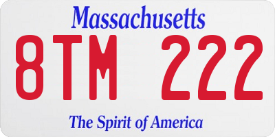 MA license plate 8TM222