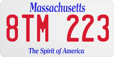 MA license plate 8TM223
