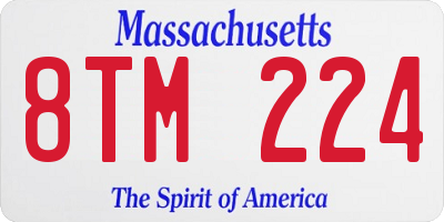 MA license plate 8TM224