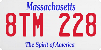 MA license plate 8TM228