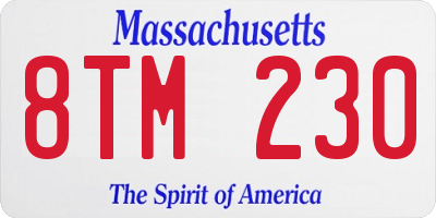 MA license plate 8TM230