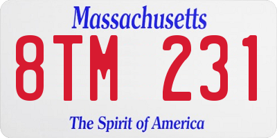 MA license plate 8TM231