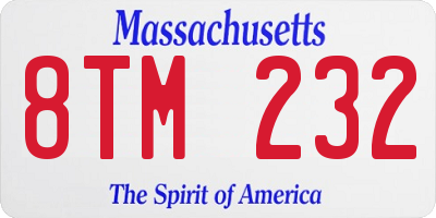 MA license plate 8TM232