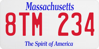 MA license plate 8TM234