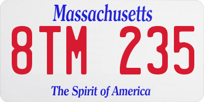 MA license plate 8TM235