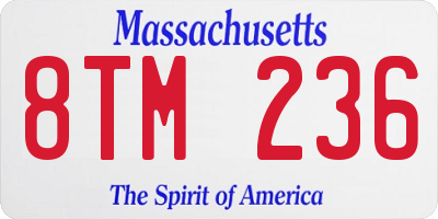 MA license plate 8TM236