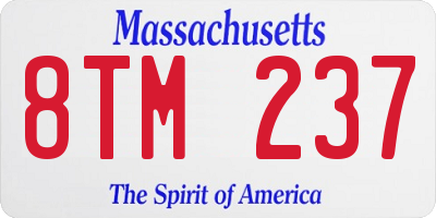 MA license plate 8TM237
