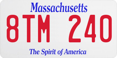 MA license plate 8TM240