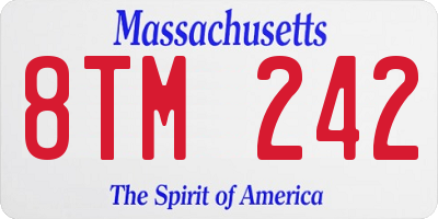 MA license plate 8TM242