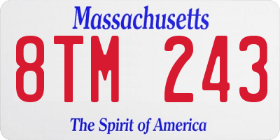 MA license plate 8TM243