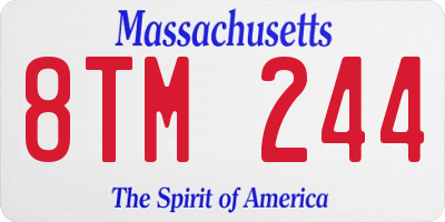 MA license plate 8TM244