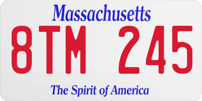 MA license plate 8TM245