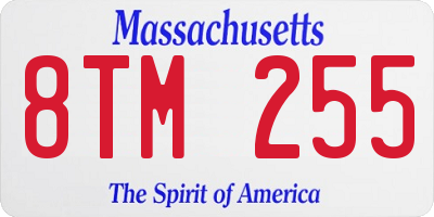 MA license plate 8TM255
