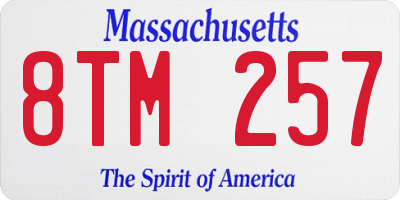 MA license plate 8TM257