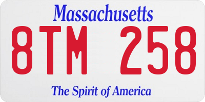 MA license plate 8TM258